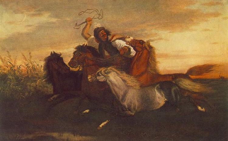Karoly Lotz Galloping Outlaw oil painting picture